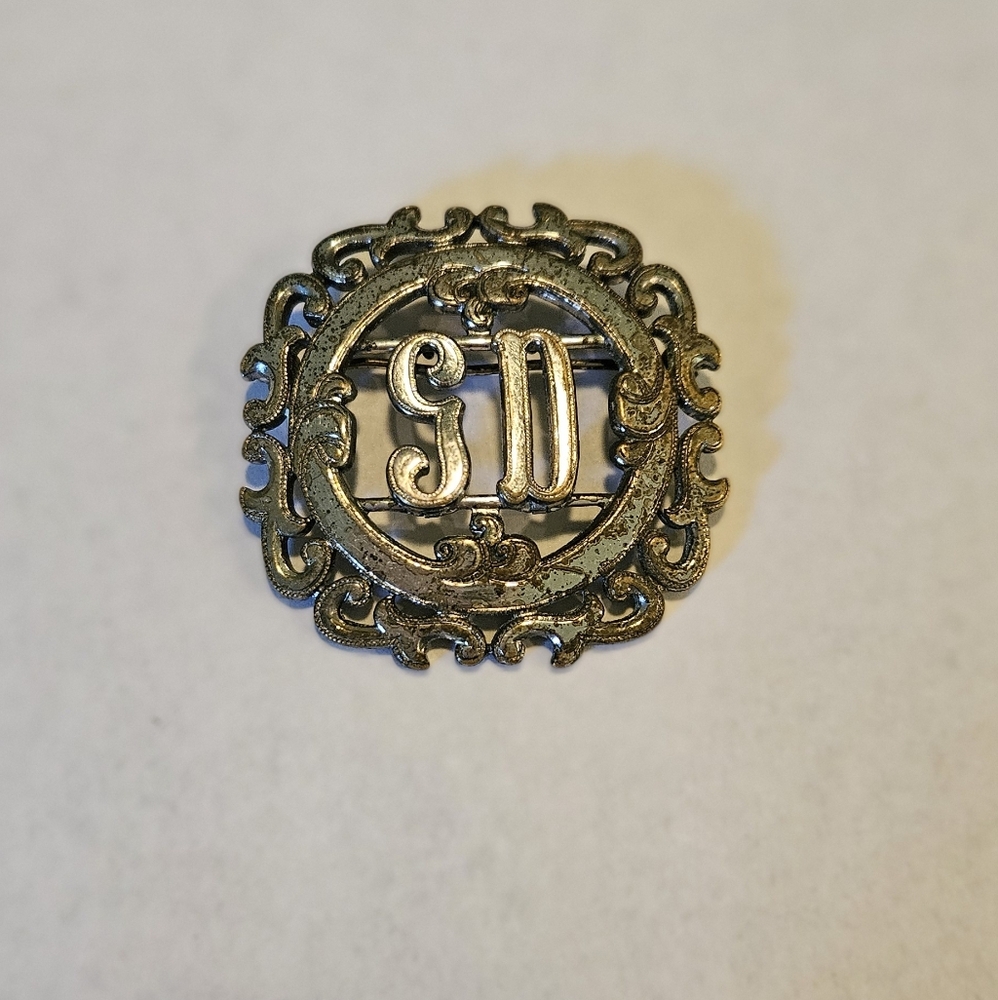 Monocraft Brooch Pin SD S D Initials Antique 1920s Signed Stamped